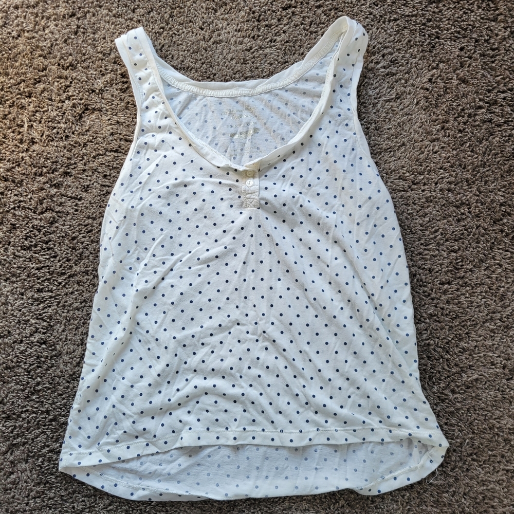 American Eagle Polka Dot Tank Top, Size Medium Blue White